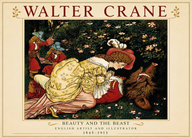 Walter Crane Beauty and the Beast No4 - Juliste