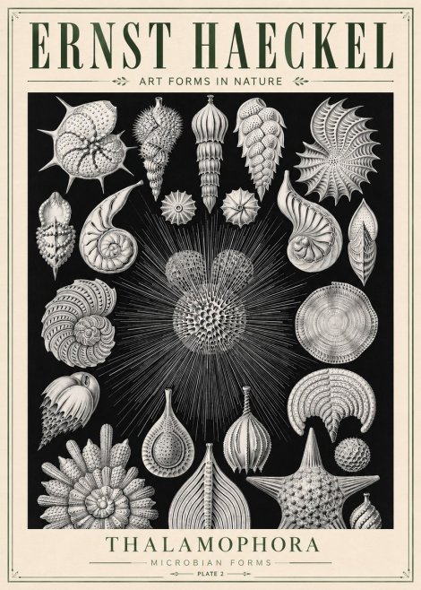 Ernst Haeckel Thalamophora - Microbian Forms - Plate 2 No5 - Juliste