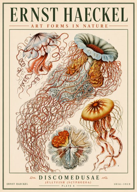 Ernst Haeckel Discomedusae — Jellyfish No6 - Juliste