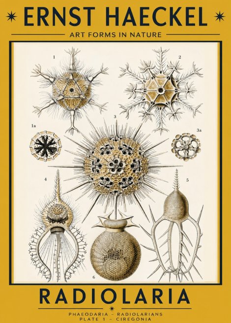 Ernst Haeckel Radiolaria - Plate 1 - Ciregonia No2 - Juliste