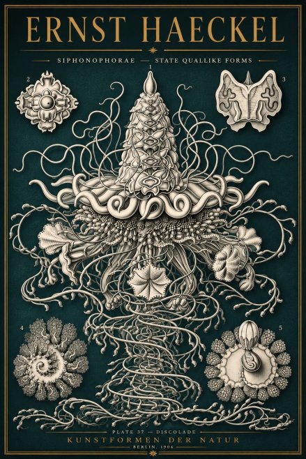 Ernst Haeckel Siphonophorae – State Quallike Forms No5 - Juliste