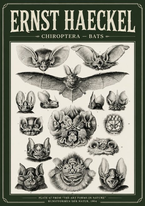 Ernst Haeckel Chiroptera Bats No6 - Juliste