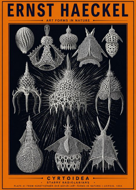 Ernst Haeckel Cyrtoidea - Starry Radiolarians No2 - Juliste
