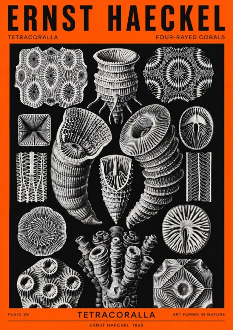 Ernst Haeckel Tetracoralla - Four-rayed Corals No2 - Juliste