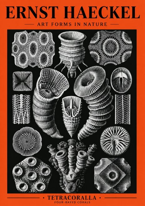 Ernst Haeckel Tetracoralla - Four-rayed Corals No5 - Juliste