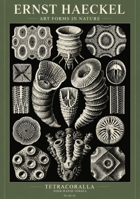 Ernst Haeckel Tetracoralla - Four-rayed Corals No6 - Juliste