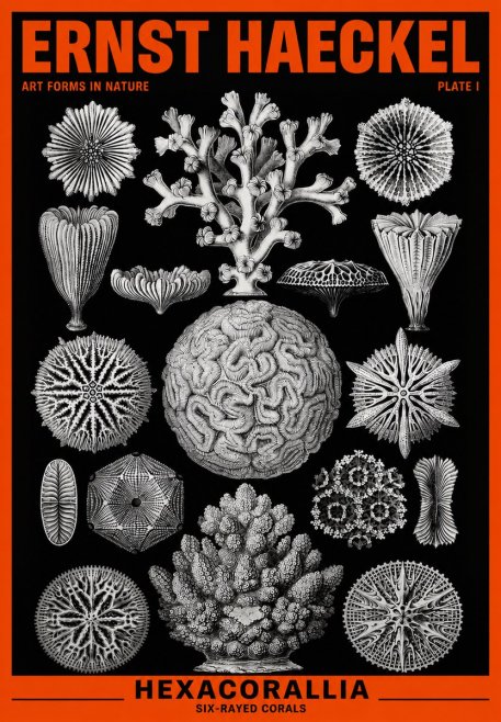 Ernst Haeckel Hexacoralla – Six-rayed Corals No6 - Juliste