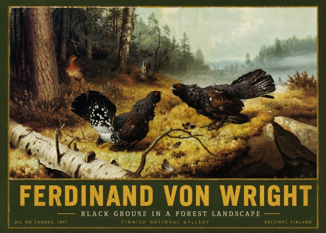 Ferdinand von Wright Black Grouse in a Forest Landscape No2 - Juliste