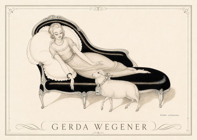 Gerda Wegener Lady with Lamb No3 - Juliste