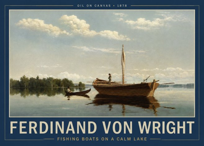 Ferdinand von Wright Fishing Boats on a Calm Lake. 1878. No2 - Juliste