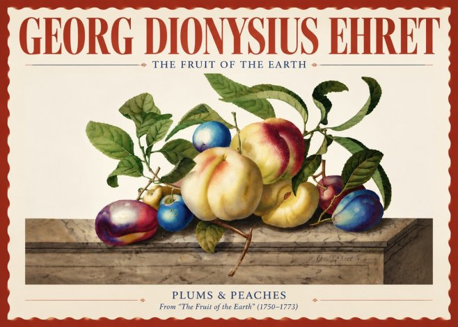 Georg Dionysius Ehret Plums & Peaches No4 - Juliste