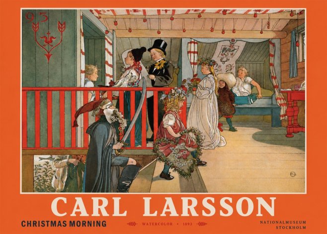 Carl Larsson Children Bringing Flowers No4 - Juliste