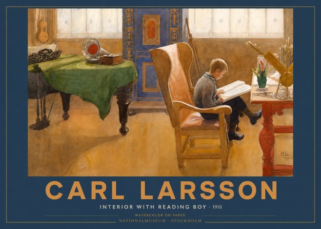 Carl Larsson Interior with Reading Boy No2 - Juliste