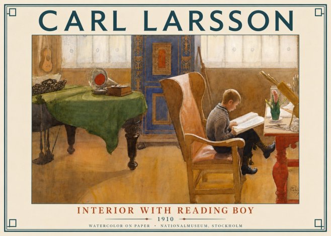 Carl Larsson Interior with Reading Boy No4 - Juliste