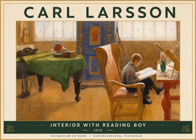 Carl Larsson Interior with Reading Boy No6 - Juliste