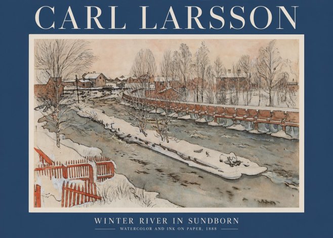 Carl Larsson Winter River in Sundborn No2 - Juliste