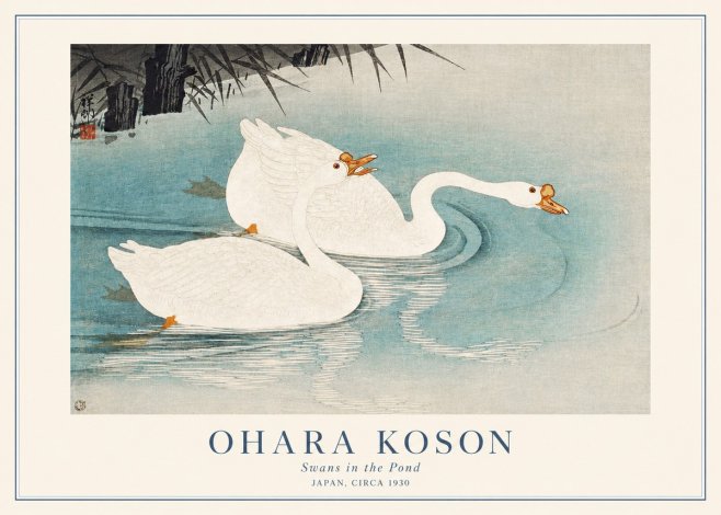 Ohara Koson Two Swans No2 - Juliste