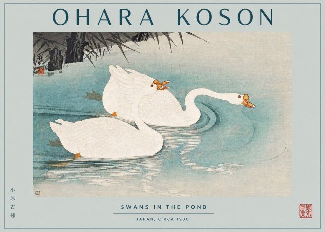 Ohara Koson Two Swans No3 - Juliste