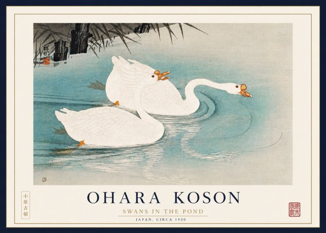Ohara Koson Two Swans No4 - Juliste