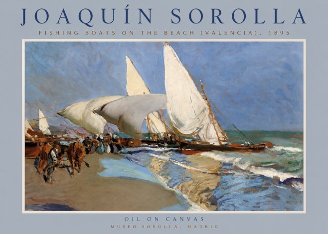 Sorolla Fishing Boats on the Beach (Valencia), 1895 No2 - Juliste