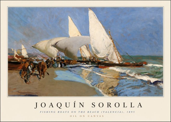 Sorolla Fishing Boats on the Beach (Valencia), 1895 No3 - Juliste