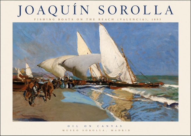 Sorolla Fishing Boats on the Beach (Valencia), 1895 No4 - Juliste