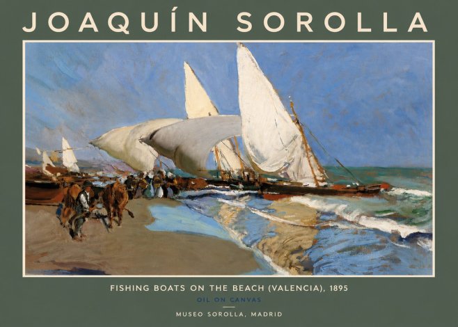 Sorolla Fishing Boats on the Beach (Valencia), 1895 No5 - Juliste