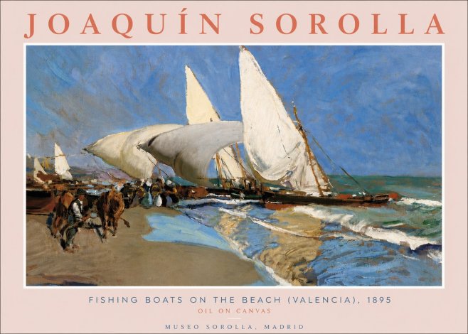 Sorolla Fishing Boats on the Beach (Valencia), 1895 No6 - Juliste