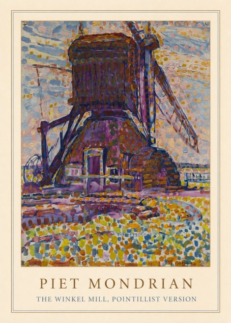 Piet Mondrian The Winkel Mill, Pointillist Version No3 - Juliste