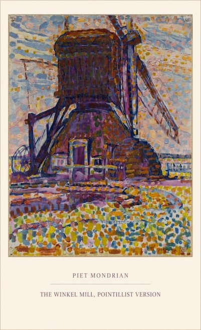 Piet Mondrian The Winkel Mill, Pointillist Version No5 - Juliste