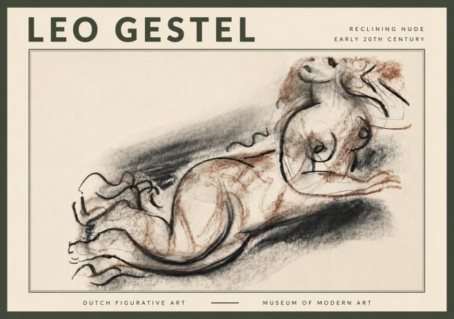 Leo Gestel Reclining Nude No4 - Juliste