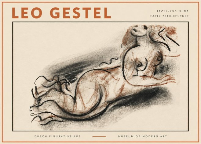 Leo Gestel Reclining Nude No5 - Juliste