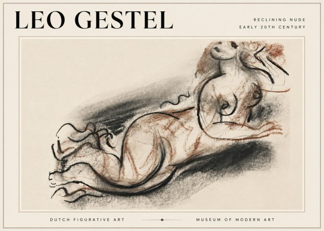 Leo Gestel Reclining Nude No6 - Juliste