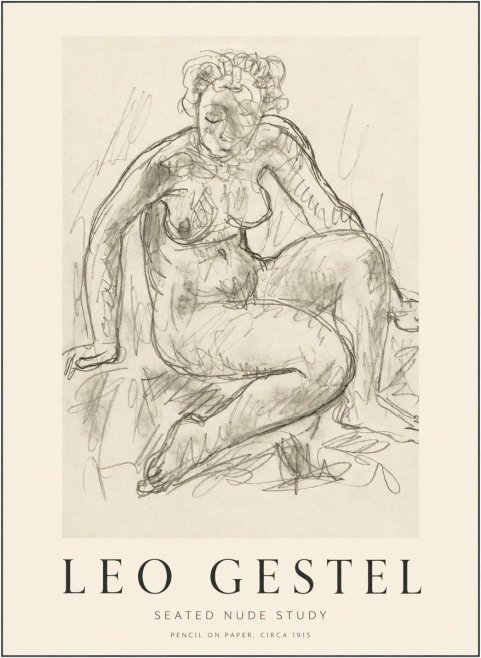 Leo Gestel Seated Nude Study No1 - Juliste