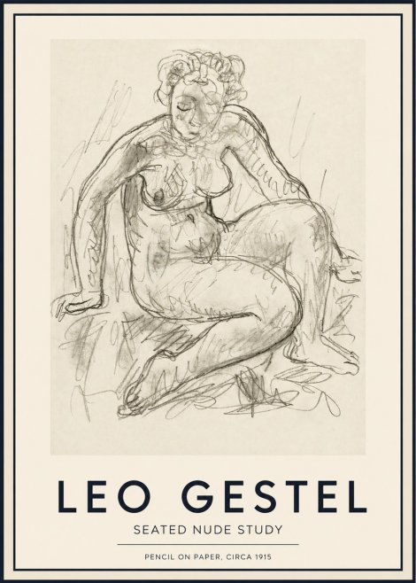 Leo Gestel Seated Nude Study No3 - Juliste