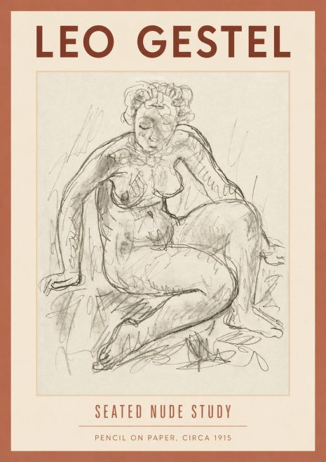 Leo Gestel Seated Nude Study No4 - Juliste