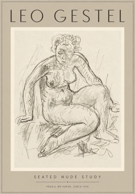 Leo Gestel Seated Nude Study No5 - Juliste