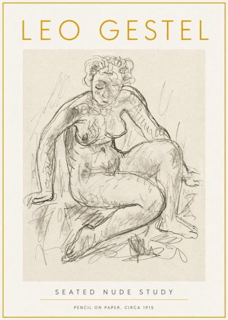 Leo Gestel Seated Nude Study No6 - Juliste