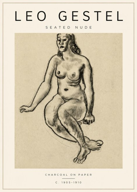 Leo Gestel Seated Nude No3 - Juliste