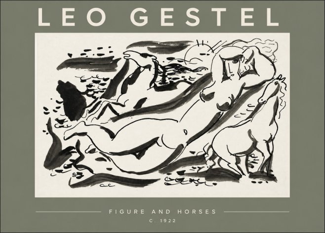 Leo Gestel Figure and Horses No3 - Juliste