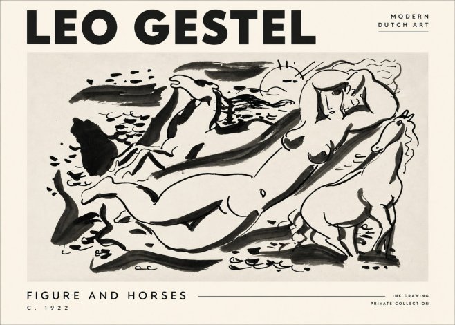 Leo Gestel Figure and Horses No4 - Juliste