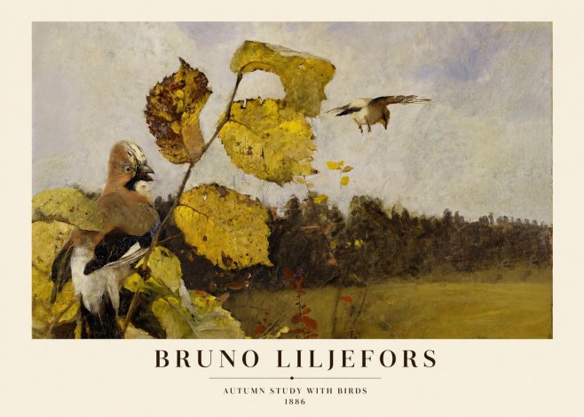 Bruno Liljefors Autumn Study with Birds No1 - Juliste