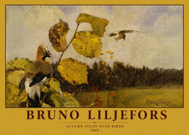 Bruno Liljefors Autumn Study with Birds No2 - Juliste