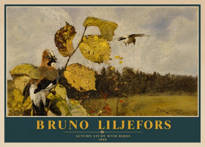 Bruno Liljefors Autumn Study with Birds No3 - Juliste