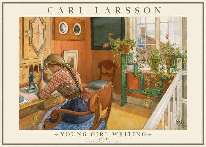 Carl Larsson Young Girl Writing No1 - Juliste