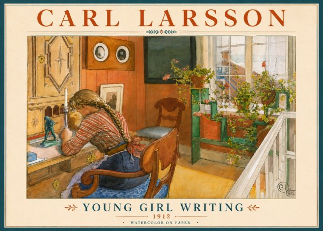 Carl Larsson Young Girl Writing No6 - Juliste