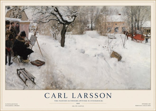 Carl Larsson The Painter Outdoors (Winter in Stockholm) No1 - Juliste
