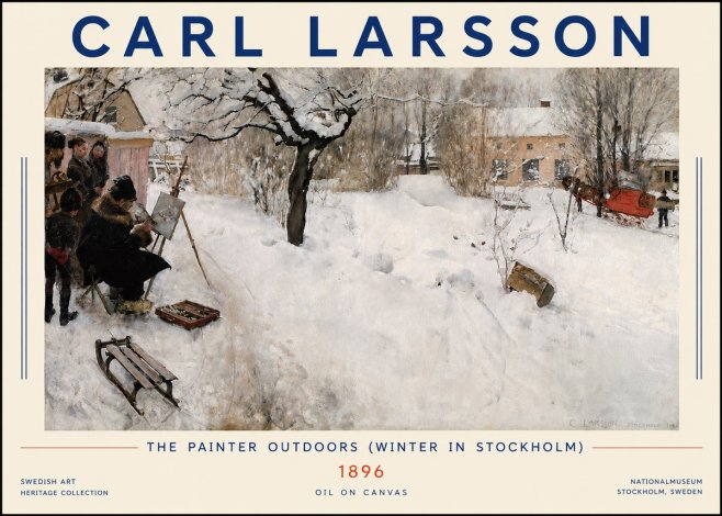 Carl Larsson The Painter Outdoors (Winter in Stockholm) No4 - Juliste