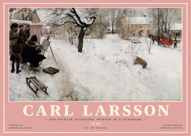 Carl Larsson The Painter Outdoors (Winter in Stockholm) No5 - Juliste
