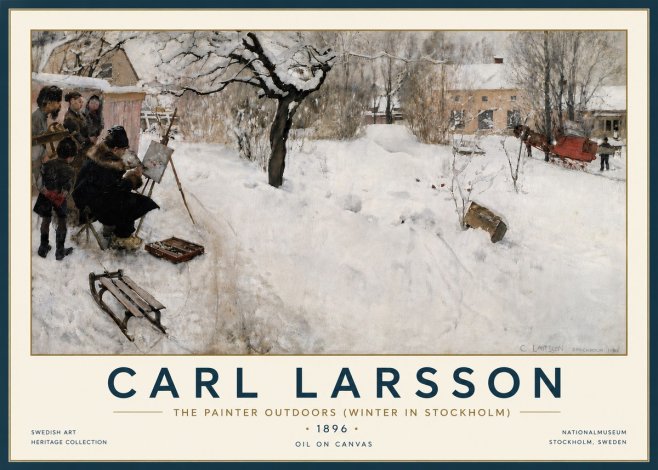 Carl Larsson The Painter Outdoors (Winter in Stockholm) No6 - Juliste